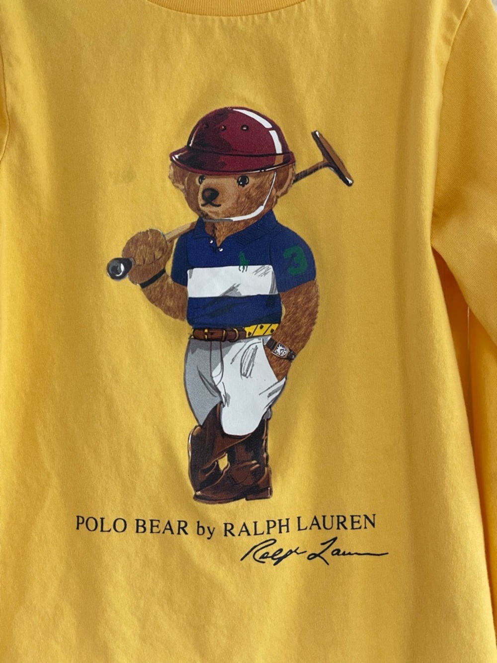 Polo Ralph Lauren Boys Polo Bear Shirt Yellow Long Sleeve Size 4 - Picture 5 of 6